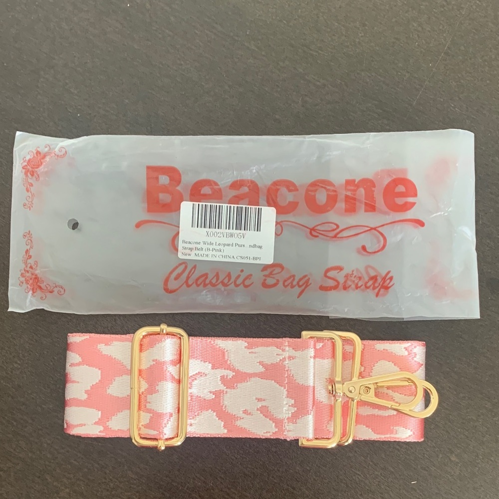NEW Beacon  Leopard Print Pink &  Cream Bag Strap.